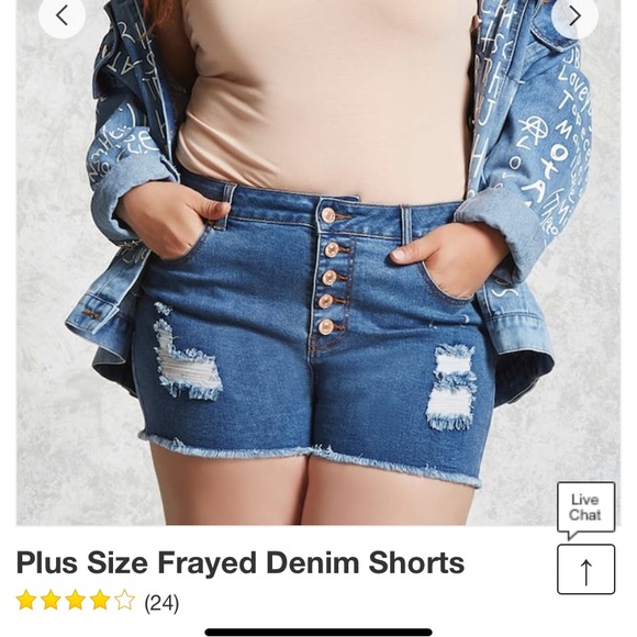 Plus size frayed jean shorts - Picture 1 of 5